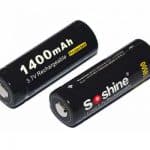 Soshine 18500 Li-Ion-batteri 3,7V 1400mAh med skyddskrets. Levereras i 2-pack med skyddslåda.