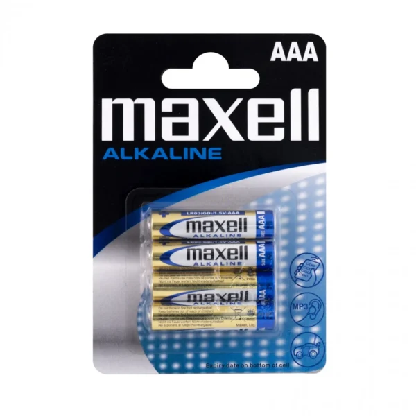 Maxell AAA batterier 4-pack – alkaliska 1.5V LR03 för vardagselektronik