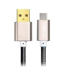 USB datakabel flätad nylon-Svart-USB typ C-25 cm
