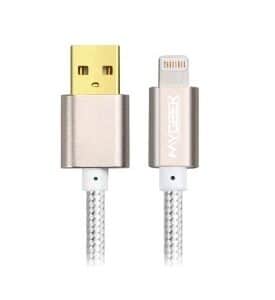 USB datakabel flätad nylon-Vit-Lightning-25 cm