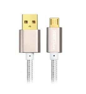 USB datakabel flätad nylon-Vit-Micro USB-25 cm