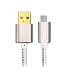 USB datakabel flätad nylon-Vit-USB typ C-2 m