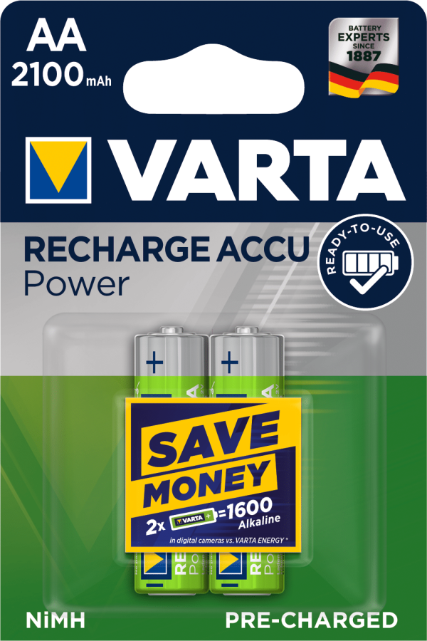 VARTA Laddbart AA 2100mAh 1,2v. NiMh 2st