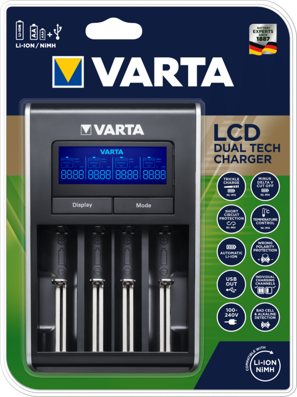 Varta laddare LCD Dual Tech. Laddar NiMH- och litium.