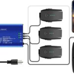 DJI Mavic Pro laddare med tre portar och fjärrkontroll – komplett laddningsstation för drönarbatterier