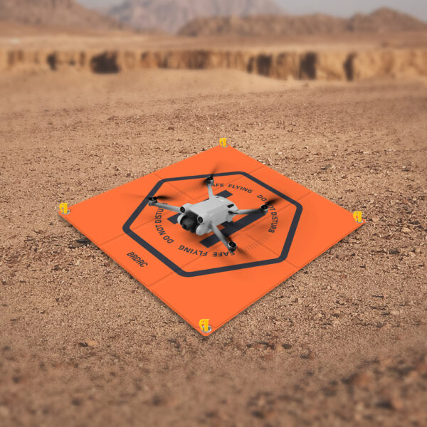 Landningsmatta för drönare 50x50 cm – Orange och grå dubbelsidig design