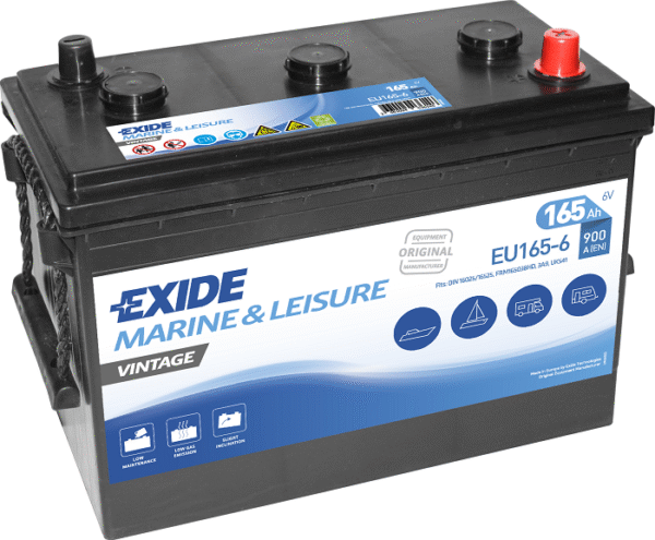 Exide Veteran 6V 165Ah startbatteri EU165-6 för veteranbilar