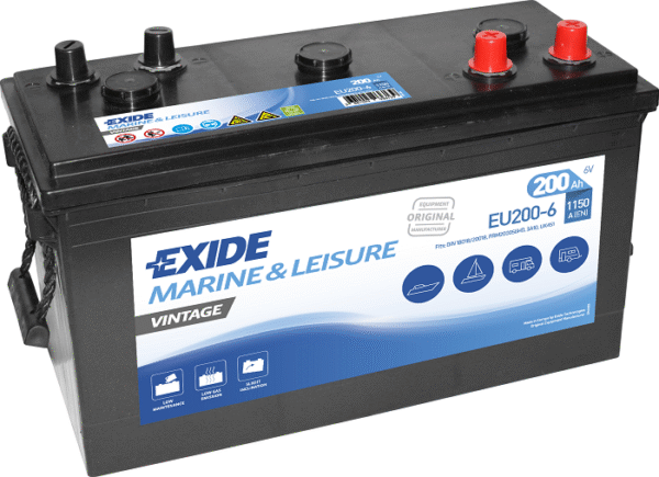 Exide Veteran 6V 200Ah startbatteri EU200-6 för veteranbilar