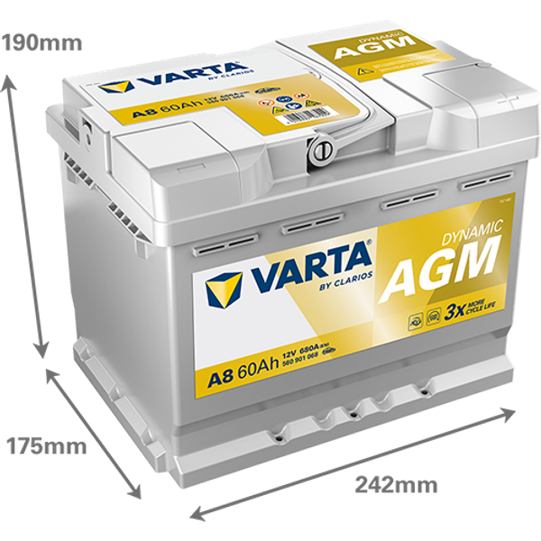 Varta Dynamic AGM 12V 60Ah startbatteri 680 CCA