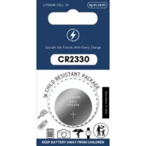 CR2330 litium knappcellsbatteri 3V i barnsäker förpackning