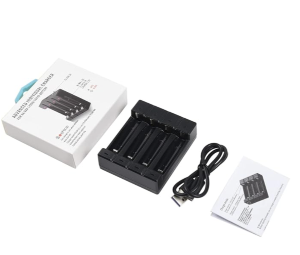 Soshine batteriladdare – 4-facks USB-laddare för AA, AAA, 14500, 10440